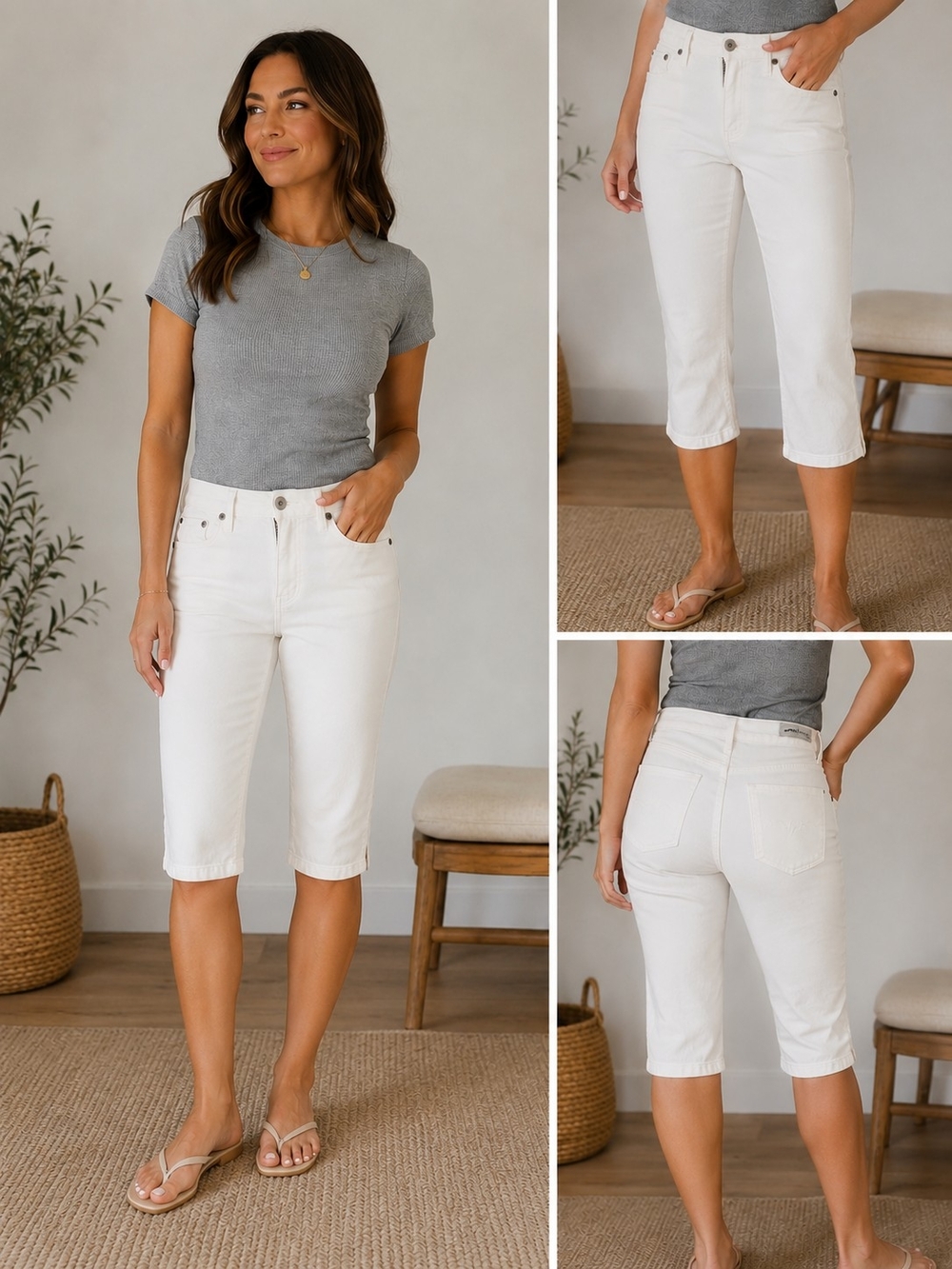 Riders by Lee Women's White Straight Leg Capri Jeans